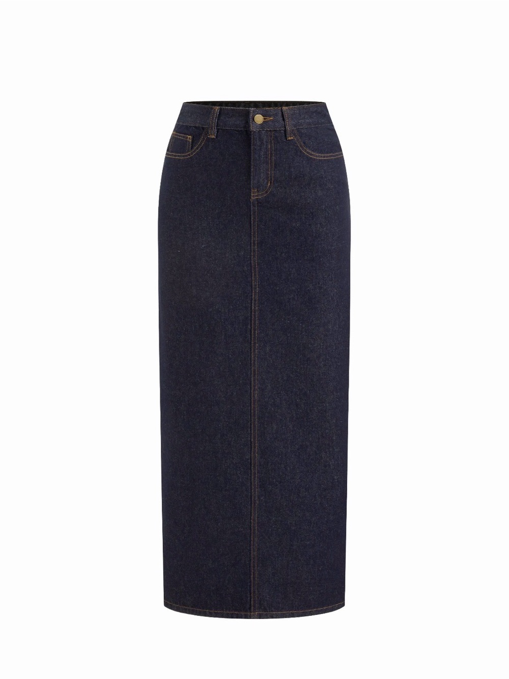 Cider Dark Blue Denim Maxi Skirt with Back Slit BNWT